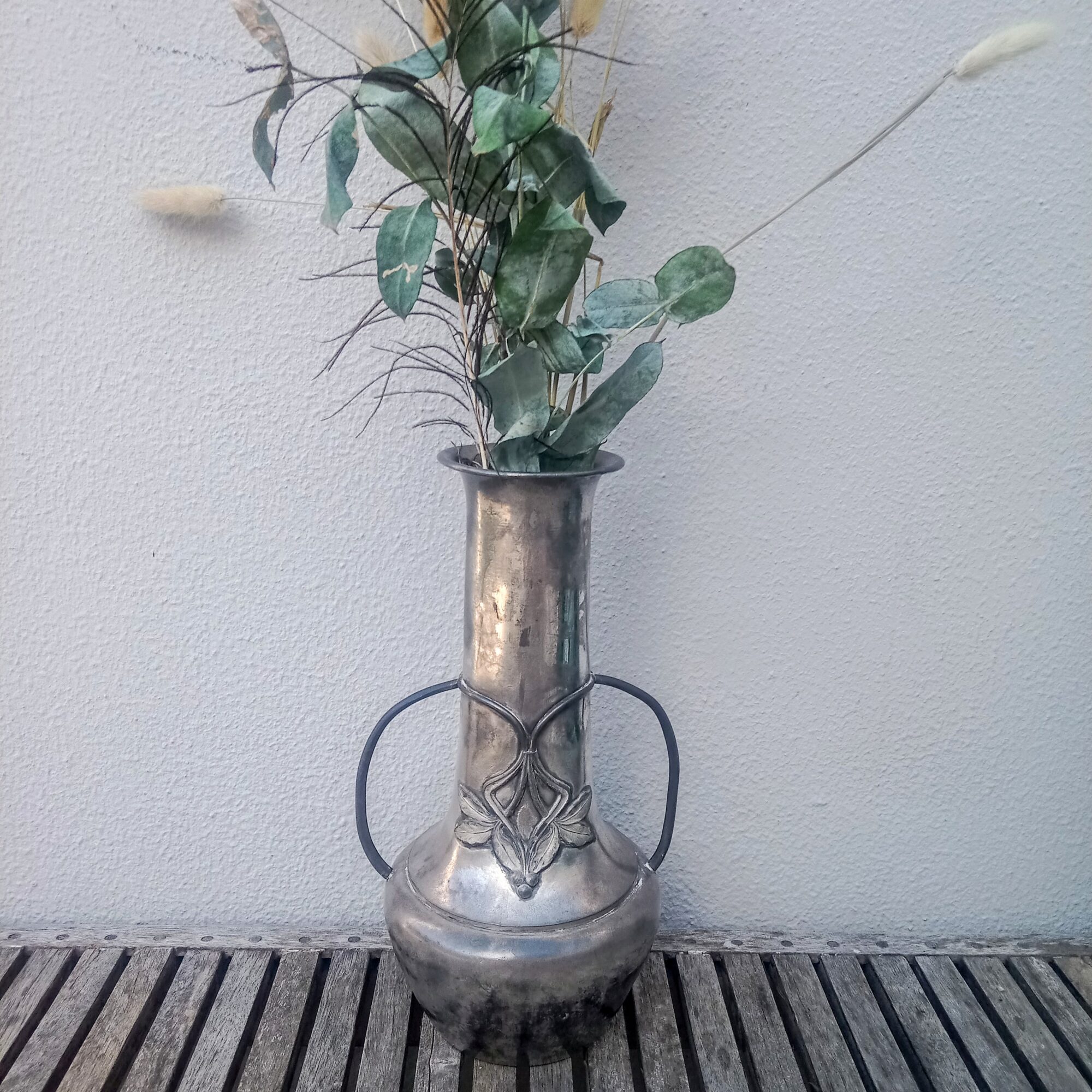 Metal art nouveau style vase