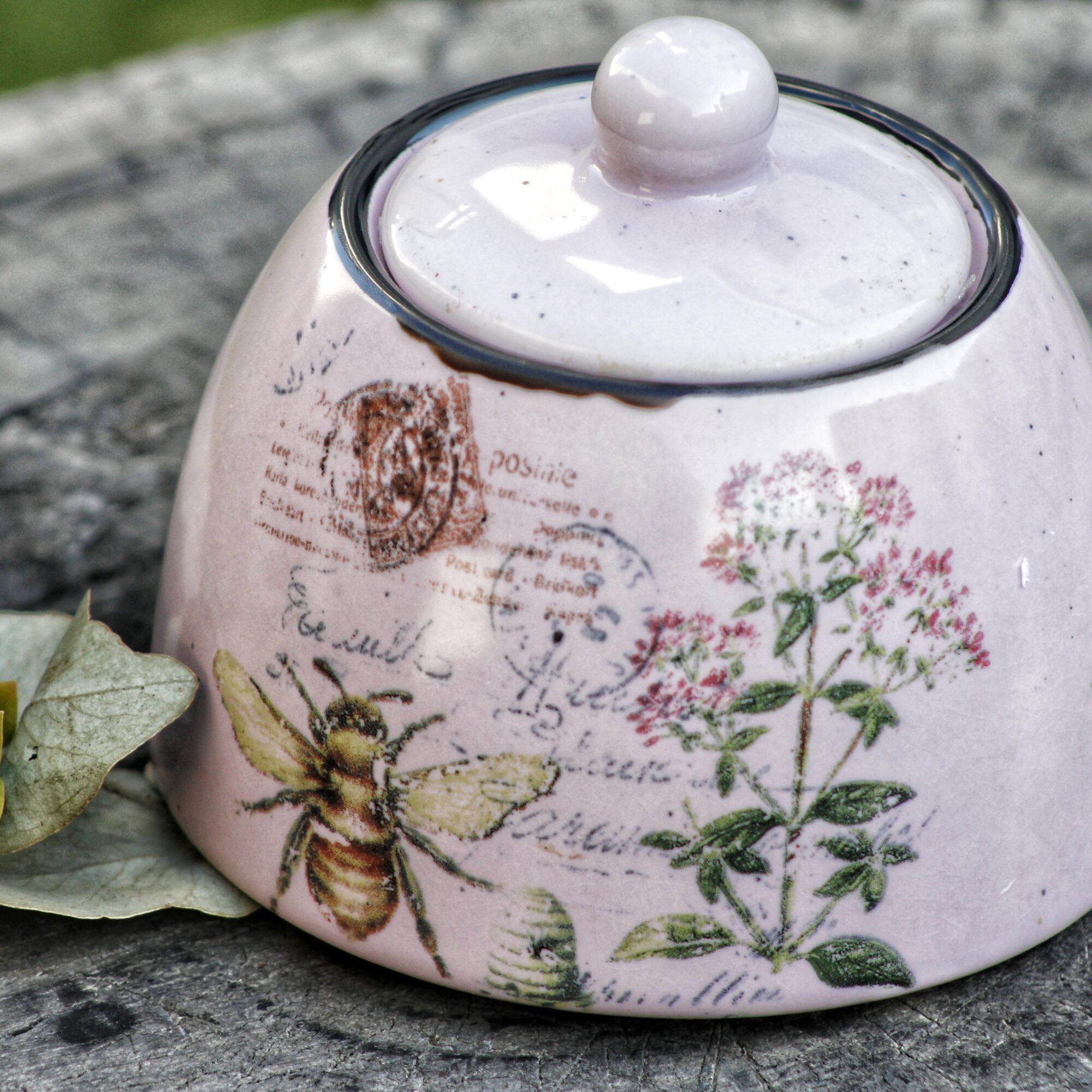 Ceramic Pink Sugar Bowl